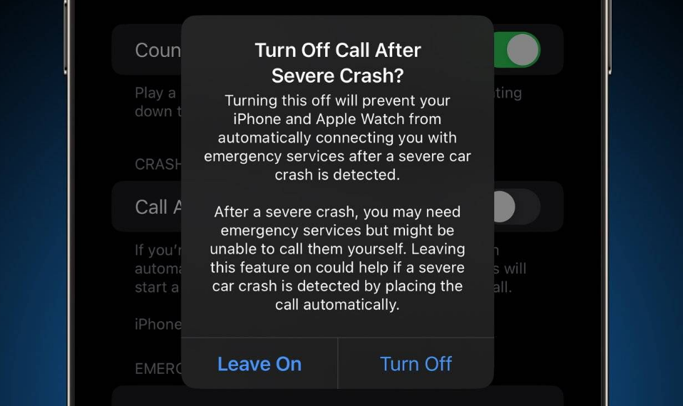 望江苹果14维修分享 iPhone 14 和 Apple Watch 上关闭崩溃检测 
