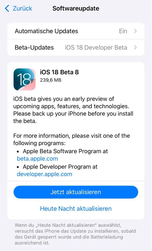 望江苹果手机维修分享苹果 iOS / iPadOS 18 开发者预览版 Beta 8 发布 